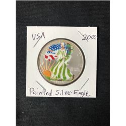 2000 Painted American Silver Eagle 1 oz Fine Silver Coin