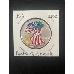 2000 Painted American Silver Eagle 1 oz Fine Silver Coin