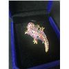 Image 2 : OVAL CUT SAPPHIRE/ RUBY GECKO BROOCH (925 FINE SILVER)