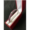Image 2 : RHODOLITE GARNET ROUND CUT TOP RICH PINK RASPBERRY BANGLE (925 STERLING SILVER)