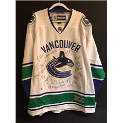 VANCOUVER CANUCKS MULTI SIGNED HOCKEY JERSEY (TROY STECHER/ JIM ROBSON + MANY MORE...)