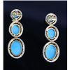 Image 12 : Mid-Century Turquoise & Diamond Dangle Earrings
