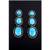 Image 4 : Mid-Century Turquoise & Diamond Dangle Earrings
