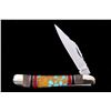 Image 1 : Navajo Turquoise & Coral Inlaid Buffalo Knife