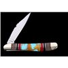 Image 2 : Navajo Turquoise & Coral Inlaid Buffalo Knife