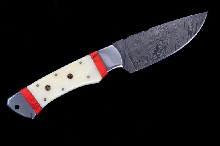 M.T. Knives Buffalo Scrimshaw & Jasper Damascus