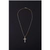 Image 2 : 10K Gold and Diamond Cross Necklace