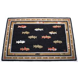 Fishing Lure And Trout Pattern Wool Rug