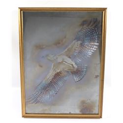 Signed J Dolan Metal Etched Hawk Artwork