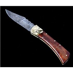 Geramn Lever Lock Damascus Switchblade Knife