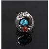 Image 1 : Signed Navajo Sterling Silver Turquoise Coral Ring