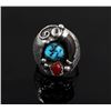 Image 2 : Signed Navajo Sterling Silver Turquoise Coral Ring