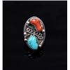 Image 1 : Navajo Silver Turquoise and Coral Ring