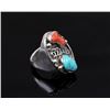 Image 3 : Navajo Silver Turquoise and Coral Ring