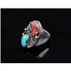 Image 4 : Navajo Silver Turquoise and Coral Ring