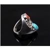Image 6 : Navajo Silver Turquoise and Coral Ring