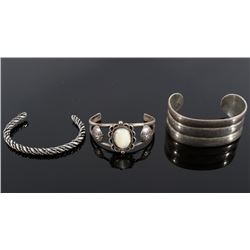 Set of Navajo Sterling Silver Bracelets