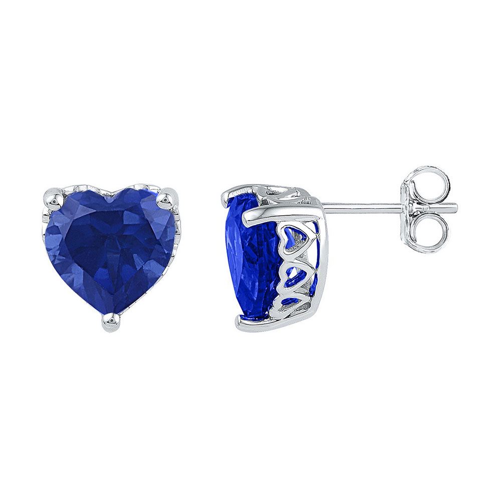 Blue sapphire heart earrings Clearance