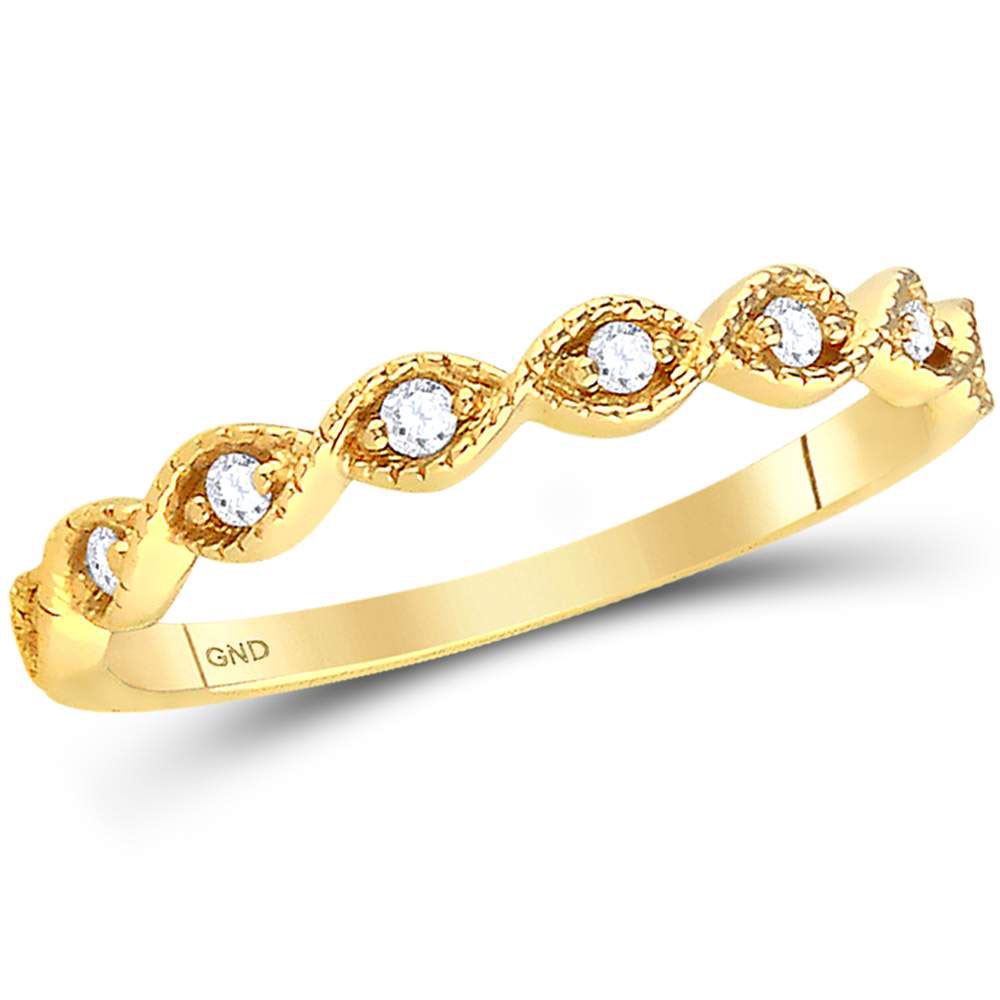 0.10 CTW Diamond Stackable Ring 14KT Yellow Gold - REF-19H4M