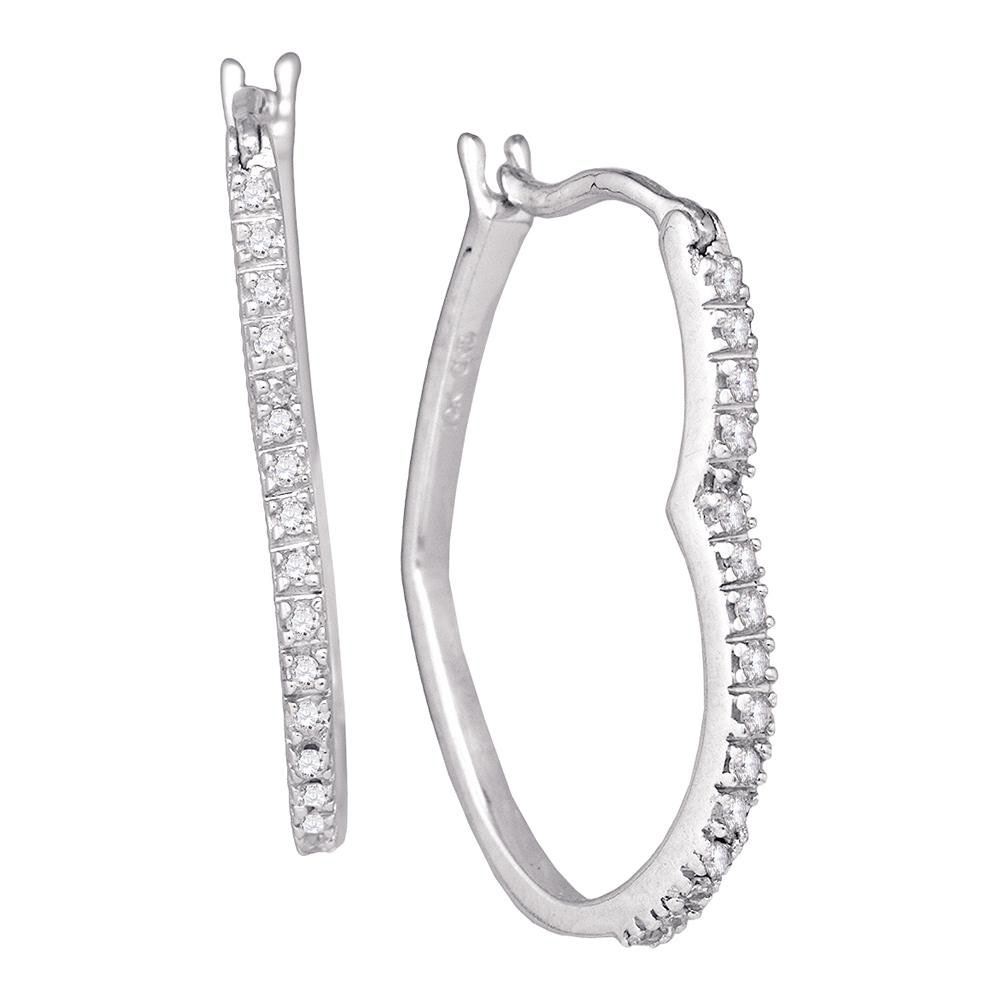10k White Gold Heart Hoop Earrings main image 1