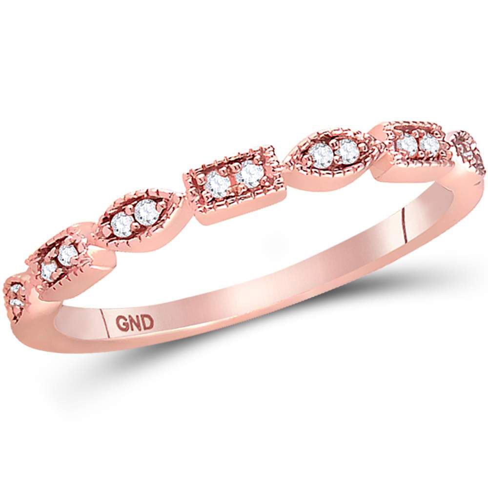 0.09 CTW Diamond Stackable Ring 14KT Rose Gold - REF-22H4M