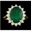 Image 2 : 5.80 ctw Emerald and Diamond Ring - 14KT Yellow Gold