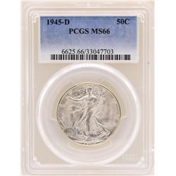 1945-D Walking Liberty Half Dollar Coin PCGS MS66