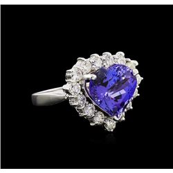 8.00 ctw Tanzanite and Diamond Ring - 14KT White Gold