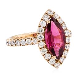 2.99 ctw Rubellite And Diamond Ring - 14KT Rose Gold