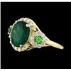 Image 1 : 4.24 ctw Emerald, Tsavorite and Diamond Ring - 14KT Yellow Gold