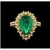 Image 2 : 14KT Yellow Gold 3.82 ctw Emerald and Diamond Ring