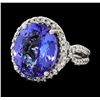 Image 1 : 8.44 ctw Tanzanite and Diamond Ring - 14KT White Gold