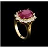 Image 4 : GIA Cert 6.10 ctw Ruby and Diamond Ring - 14KT Yellow Gold