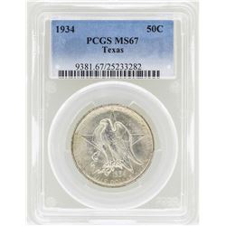 1934 Texas Commemorative Half Dollar Coin PCGS MS67