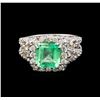 Image 2 : 14KT White Gold 2.31 ctw Emerald and Diamond Ring