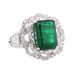 5.04 ctw Emerald and Diamond Ring - 14KT White Gold