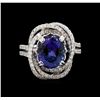 Image 2 : 4.60 ctw Tanzanite and Diamond Ring - 18KT White Gold