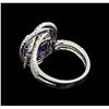 Image 3 : 4.60 ctw Tanzanite and Diamond Ring - 18KT White Gold