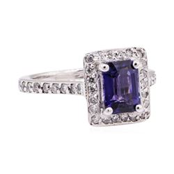 2.21 ctw Blue Sapphire And Diamond Ring - 14KT White Gold