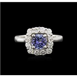 14KT White Gold 1.09 ctw Tanzanite and Diamond Ring