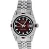 Image 2 : Rolex Mens Stainless Steel Diamond Lugs Red Vignette & Ruby Datejust Wristwatch