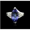 Image 2 : 14KT White Gold 3.70 ctw Tanzanite and Diamond Ring