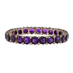 41.20 ctw Amethyst and Diamond Bangle Bracelet - 14KT Yellow Gold