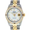 Image 1 : Rolex Mens 2 Tone 14K MOP Roman & Ruby Channel Set Diamond Datejust Wristwatch