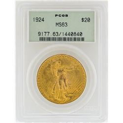 1924  $20 St. Gaudens Double Eagle Gold Coin PCGS MS63