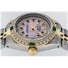 Image 3 : Rolex Ladies 2 Tone 14K Pink MOP Ruby & Emerald Datejust Wriswatch