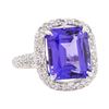 Image 1 : 10.50 ctw Tanzanite And Diamond Ring - 18KT White Gold
