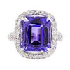 Image 2 : 10.50 ctw Tanzanite And Diamond Ring - 18KT White Gold