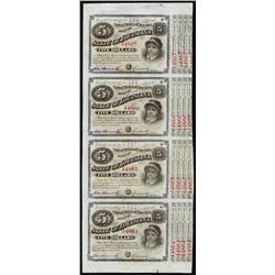 Uncut Sheet of (4) State of Louisiana Baby Bond Obsolete Notes