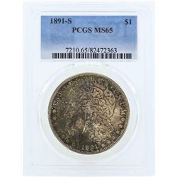 1891-S $1 Morgan Silver Dollar Coin PCGS MS65